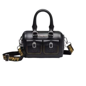 Dr. Martens Black Leather Mini Handbag with Buckle Accents Crossbody Cargo NWT